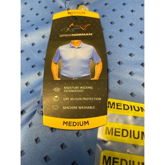 Greg Norman Mens Medium Blue Polka Dot Polo Shirt With Moisture-Wicking & UPF 30 - Picture 2 of 5